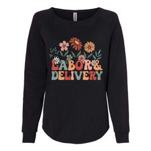 Retro Wildflowers Labor And Delivery Nurse Back To School Womens California Wash Sweatshirt