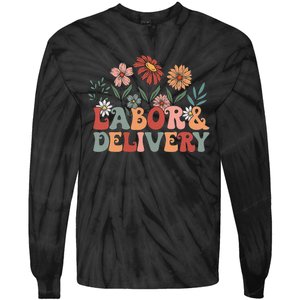 Retro Wildflowers Labor And Delivery Nurse Back To School Tie-Dye Long Sleeve Shirt