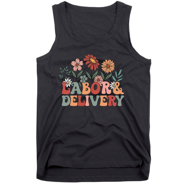 Retro Wildflowers Labor And Delivery Nurse Back To School Tank Top