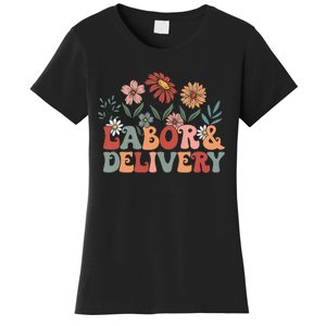 Retro Wildflowers Labor And Delivery Nurse Back To School Women's T-Shirt