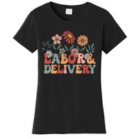 Retro Wildflowers Labor And Delivery Nurse Back To School Women's T-Shirt