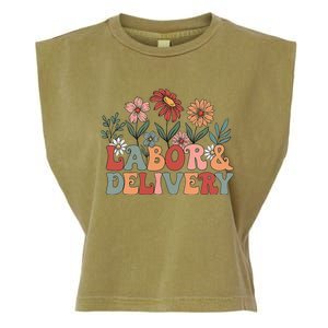 Retro Wildflowers Labor And Delivery Nurse Back To School Garment-Dyed Women's Muscle Tee