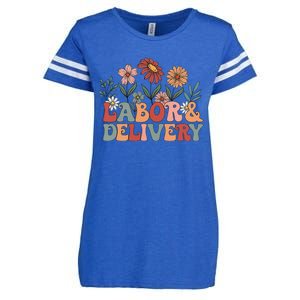 Retro Wildflowers Labor And Delivery Nurse Back To School Enza Ladies Jersey Football T-Shirt