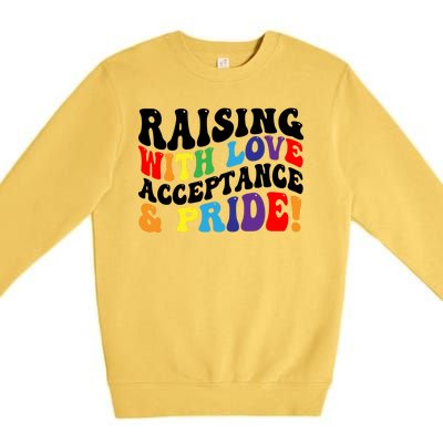 Raising With Love Acceptance And Pride Groovy Lgbtq Premium Crewneck Sweatshirt