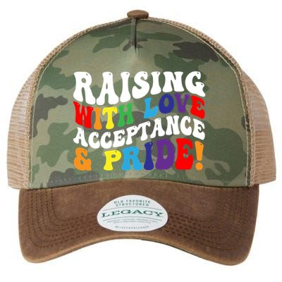 Raising With Love Acceptance And Pride Groovy Lgbtq Legacy Tie Dye Trucker Hat