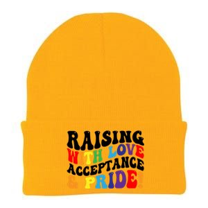 Raising With Love Acceptance And Pride Groovy Lgbtq Knit Cap Winter Beanie