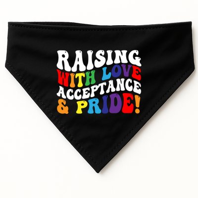 Raising With Love Acceptance And Pride Groovy Lgbtq USA-Made Doggie Bandana