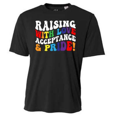 Raising With Love Acceptance And Pride Groovy Lgbtq Cooling Performance Crew T-Shirt