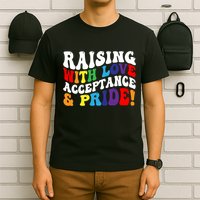 Raising With Love Acceptance And Pride Groovy Lgbtq T-Shirt