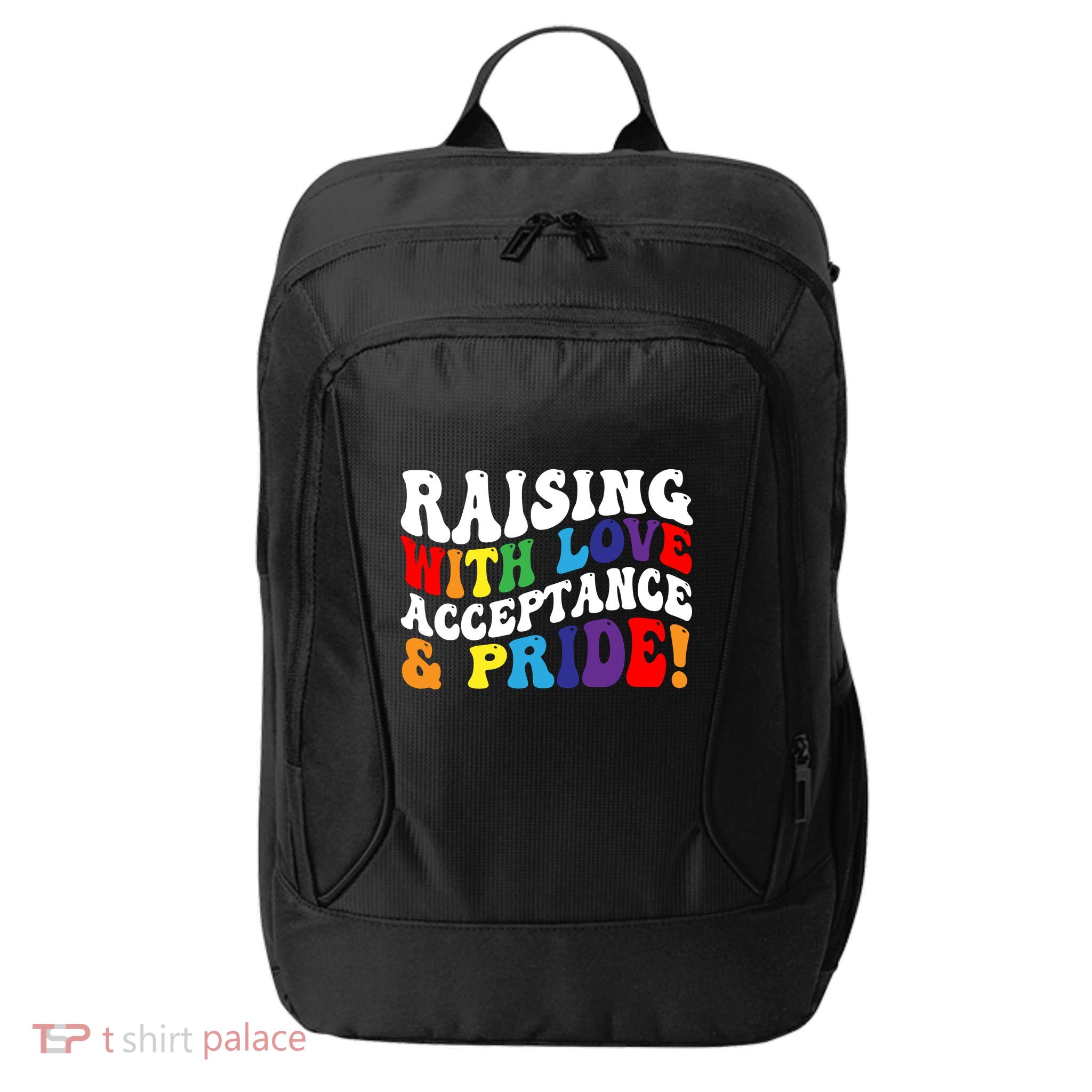 Raising With Love Acceptance And Pride Groovy Lgbtq City Backpack
