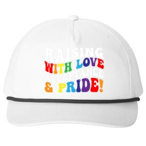 Raising With Love Acceptance And Pride Groovy Lgbtq Snapback Five-Panel Rope Hat