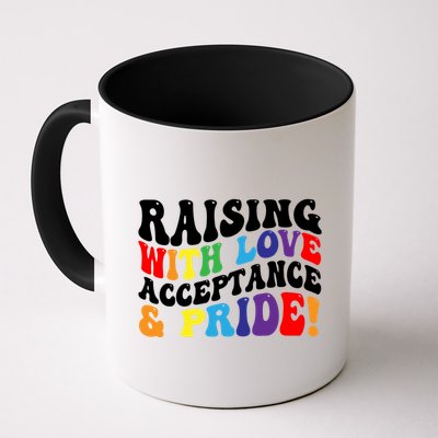 Raising With Love Acceptance And Pride Groovy Lgbtq Mug