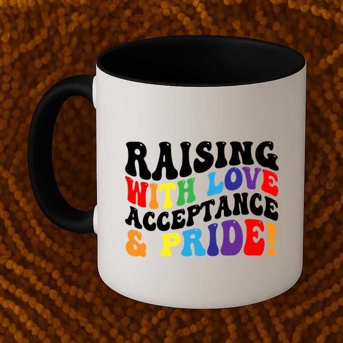 Raising With Love Acceptance And Pride Groovy Lgbtq Mug