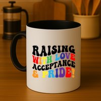 Raising With Love Acceptance And Pride Groovy Lgbtq Mug