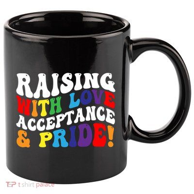 Raising With Love Acceptance And Pride Groovy Lgbtq 11oz C Handle Ceramic Mug