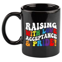 Raising With Love Acceptance And Pride Groovy Lgbtq 11oz C Handle Ceramic Mug
