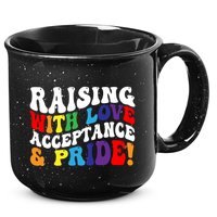 Raising With Love Acceptance And Pride Groovy Lgbtq 15oz Campfire Ceramic Mug