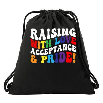 Raising With Love Acceptance And Pride Groovy Lgbtq Drawstring Bag