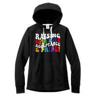 Raising With Love Acceptance And Pride Groovy Lgbtq Women's Fleece Hoodie