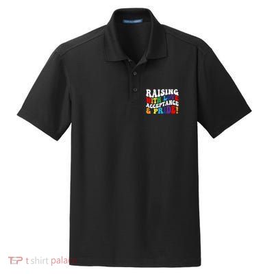 Raising With Love Acceptance And Pride Groovy Lgbtq Dry Zone Grid Polo