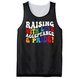 Raising With Love Acceptance And Pride Groovy Lgbtq Mesh Reversible Basketball Jersey Tank