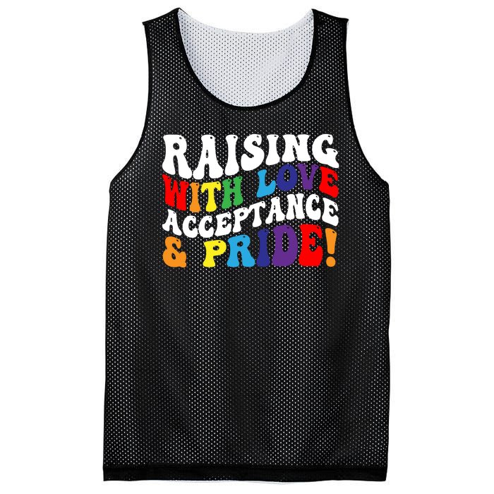 Raising With Love Acceptance And Pride Groovy Lgbtq Mesh Reversible Basketball Jersey Tank