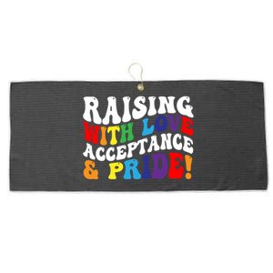 Raising With Love Acceptance And Pride Groovy Lgbtq Large Microfiber Waffle Golf Towel