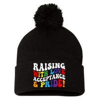 Raising With Love Acceptance And Pride Groovy Lgbtq Pom Pom 12in Knit Beanie