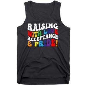 Raising With Love Acceptance And Pride Groovy Lgbtq Tank Top