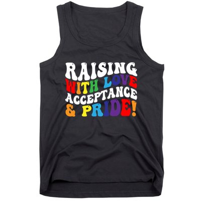 Raising With Love Acceptance And Pride Groovy Lgbtq Tank Top