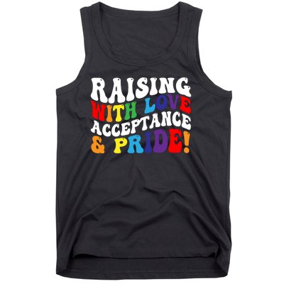 Raising With Love Acceptance And Pride Groovy Lgbtq Tank Top