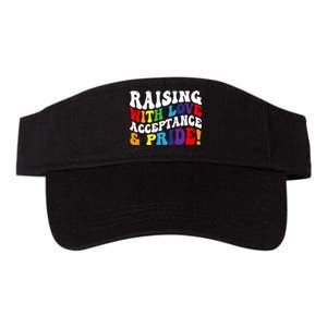 Raising With Love Acceptance And Pride Groovy Lgbtq Valucap Bio-Washed Visor