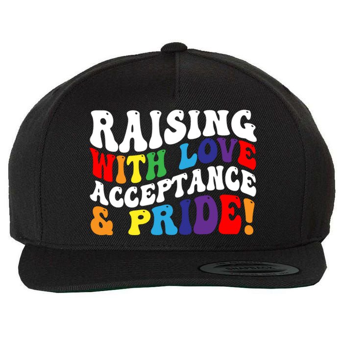 Raising With Love Acceptance And Pride Groovy Lgbtq Wool Snapback Cap