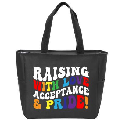 Raising With Love Acceptance And Pride Groovy Lgbtq Zip Tote Bag