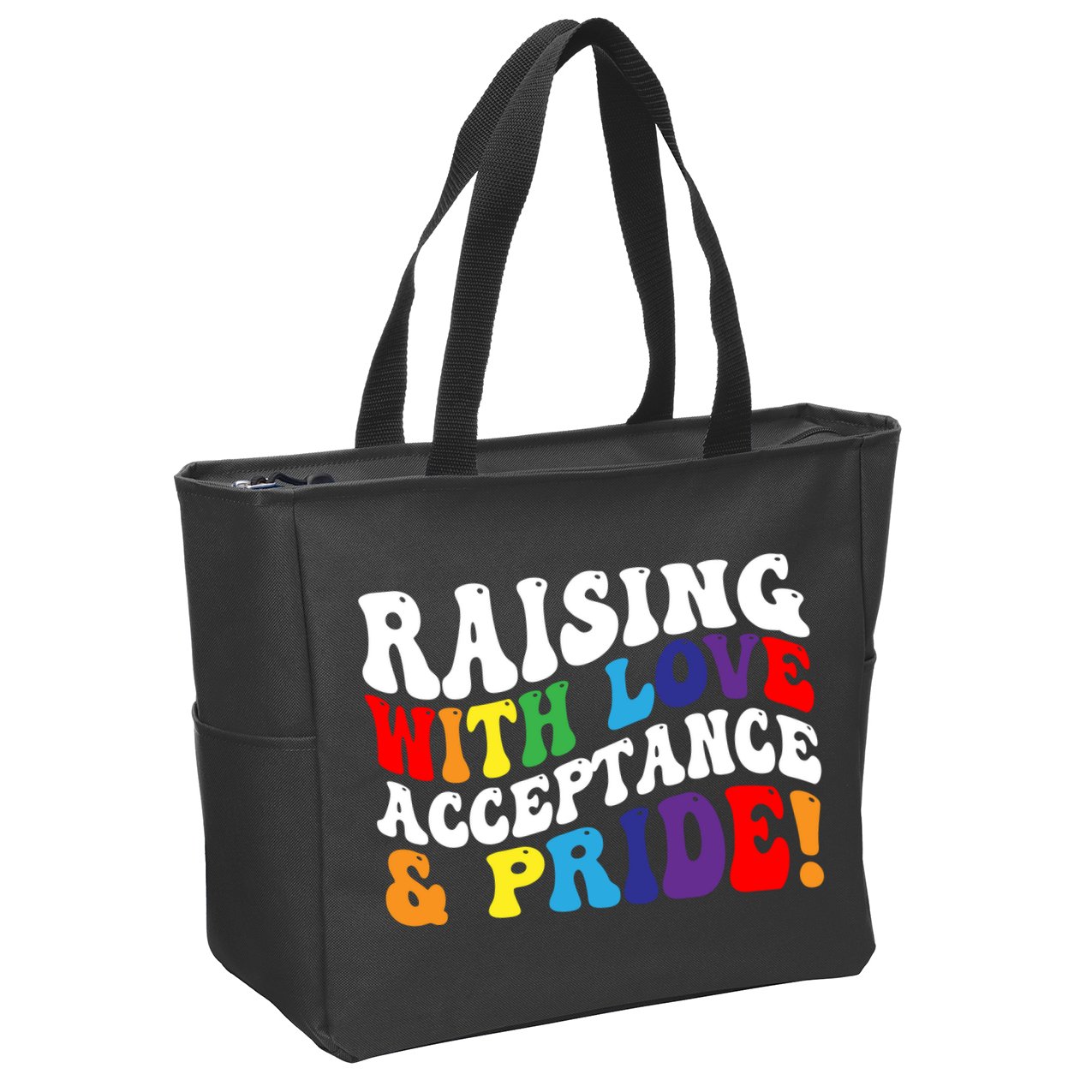Raising With Love Acceptance And Pride Groovy Lgbtq Zip Tote Bag