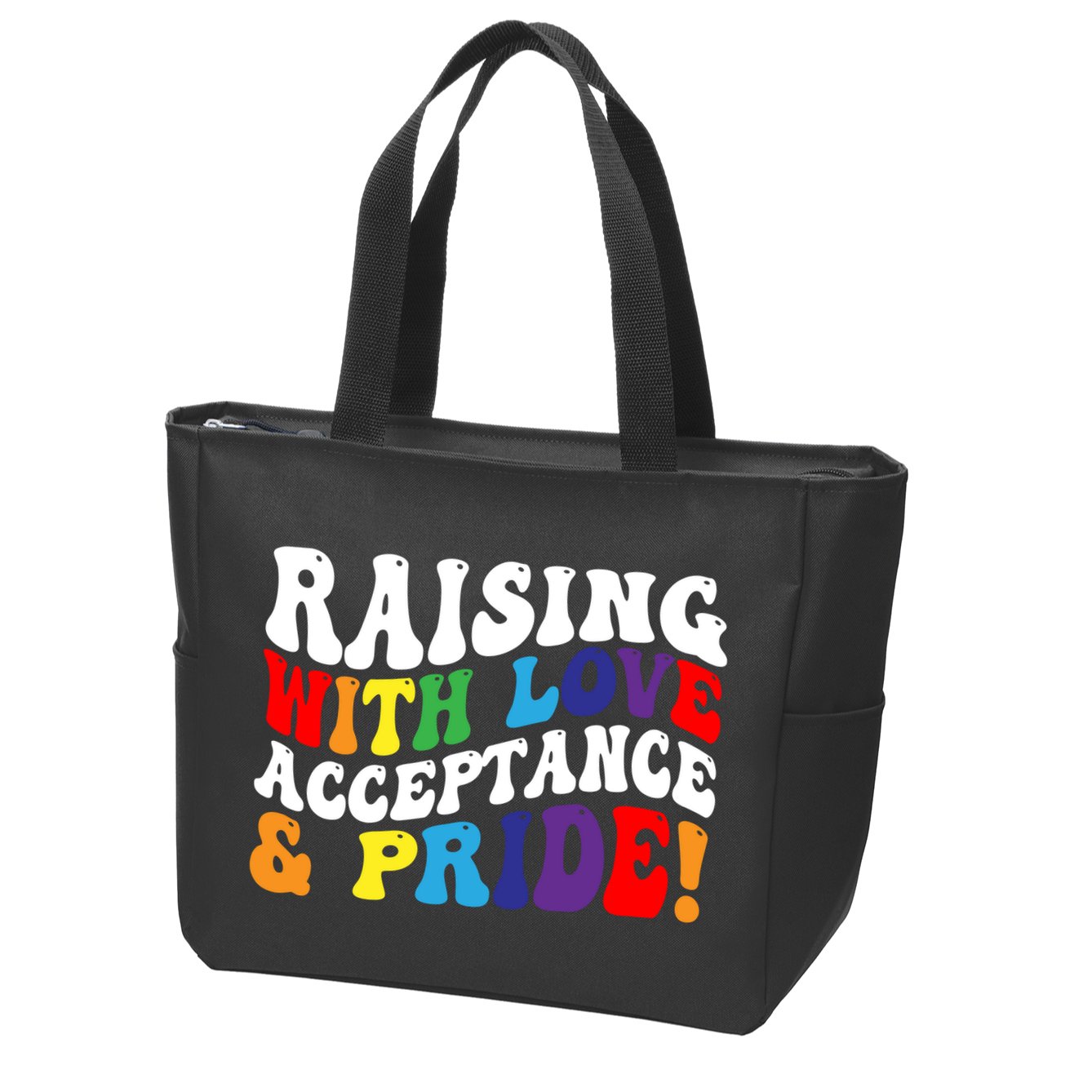 Raising With Love Acceptance And Pride Groovy Lgbtq Zip Tote Bag