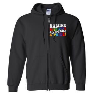 Raising With Love Acceptance And Pride Groovy Lgbtq Full Zip Hoodie