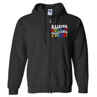 Raising With Love Acceptance And Pride Groovy Lgbtq Full Zip Hoodie