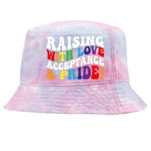 Raising With Love Acceptance And Pride Groovy Lgbtq Tie-Dyed Bucket Hat