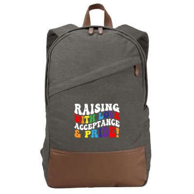 Raising With Love Acceptance And Pride Groovy Lgbtq Cotton Canvas Backpack