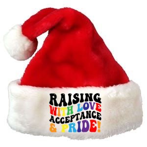 Raising With Love Acceptance And Pride Groovy Lgbtq Premium Christmas Santa Hat