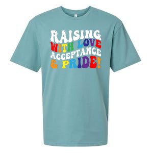 Raising With Love Acceptance And Pride Groovy Lgbtq Sueded Cloud Jersey T-Shirt