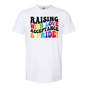 Raising With Love Acceptance And Pride Groovy Lgbtq Softstyle CVC T-Shirt