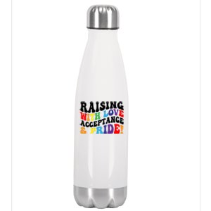 Raising With Love Acceptance And Pride Groovy Lgbtq Stainless Steel Insulated Water Bottle