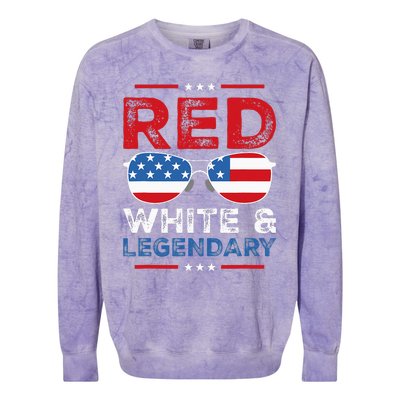 Red White Legendary Papa Father Son Matching 4th Of July Dad Colorblast Crewneck Sweatshirt