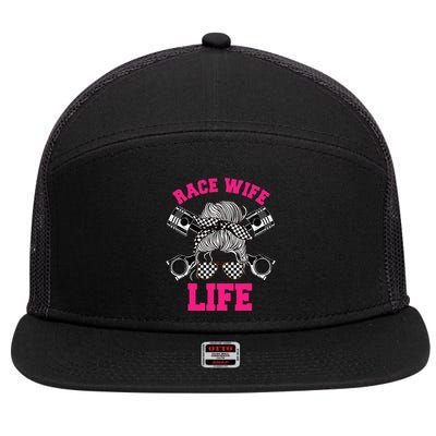 Race Wife Life Dirt Track Racing Racer Bike Car MX 7 Panel Mesh Trucker Snapback Hat