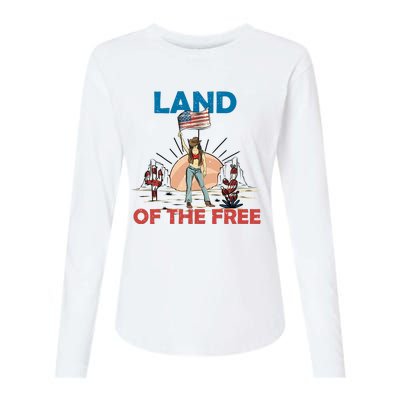 Retro Western Land Of The Free 4th Of July Gift Womens Cotton Relaxed Long Sleeve T-Shirt