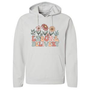 Retro Wildflowers Labor And Delivery Nurse Back To School Performance Fleece Hoodie