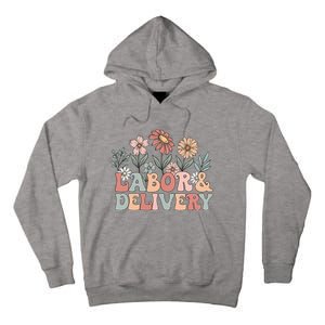 Retro Wildflowers Labor And Delivery Nurse Back To School Tall Hoodie