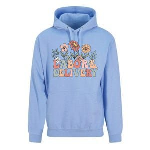 Retro Wildflowers Labor And Delivery Nurse Back To School Unisex Surf Hoodie